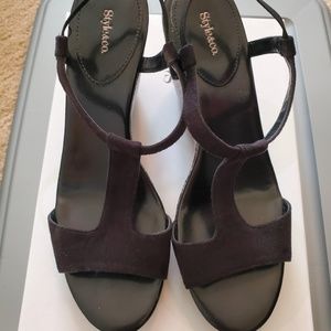 #227 Style&Co Black Snakeskin Wedge Size 8